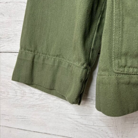 Zara Shacket Womens Size Medium Sage Green Denim Wide Arm Sleeve 100% Cotton - Picture 7 of 15